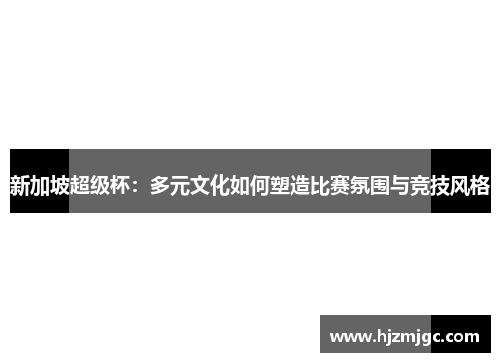 新加坡超级杯：多元文化如何塑造比赛氛围与竞技风格